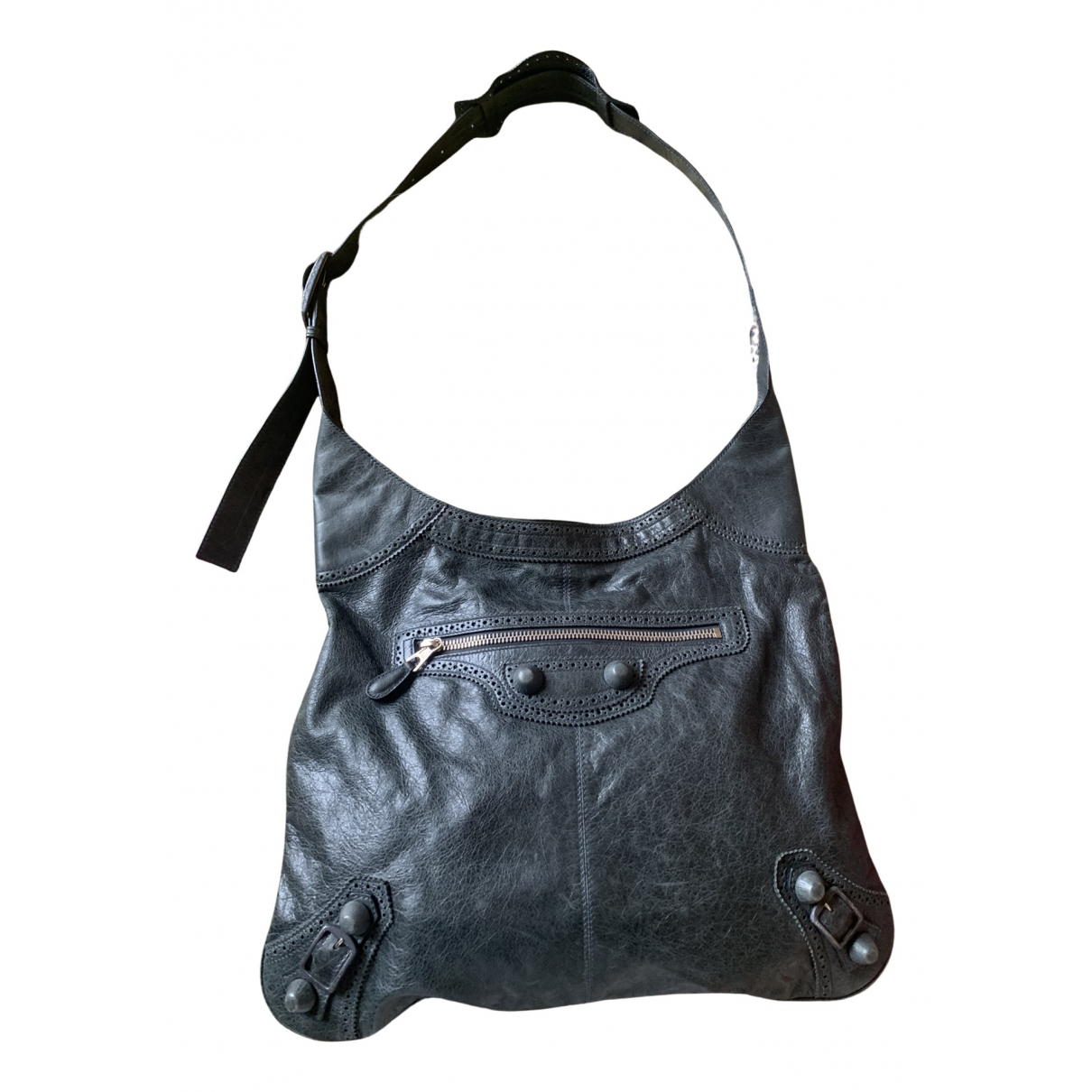 Day leather handbag Balenciaga Grey in 